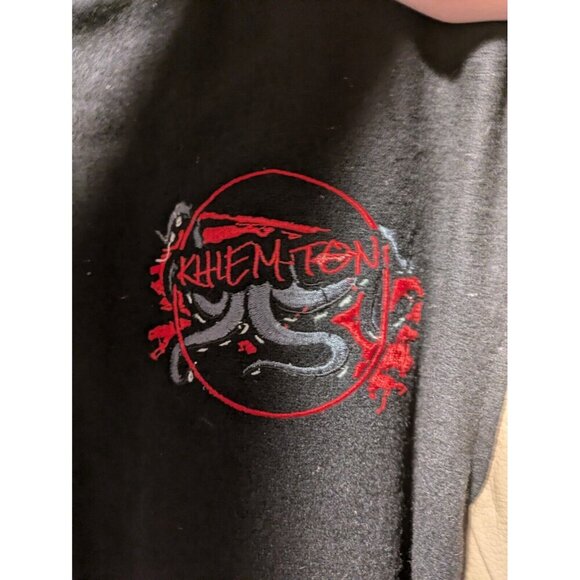 Mens Varsity Leather Jacket Khiemton Humble Tan Black Large - Picture 4 of 10